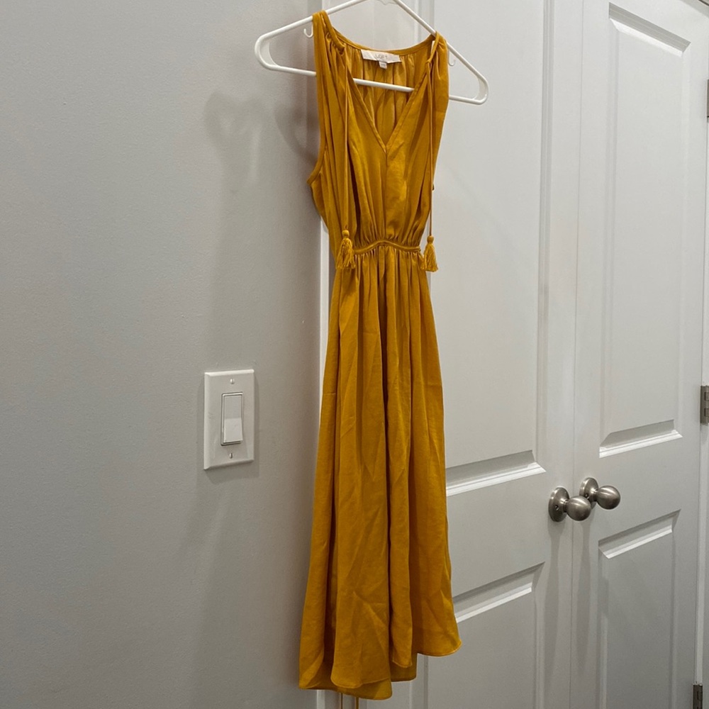 Yellow Loft Midi Satin Dress in XSP